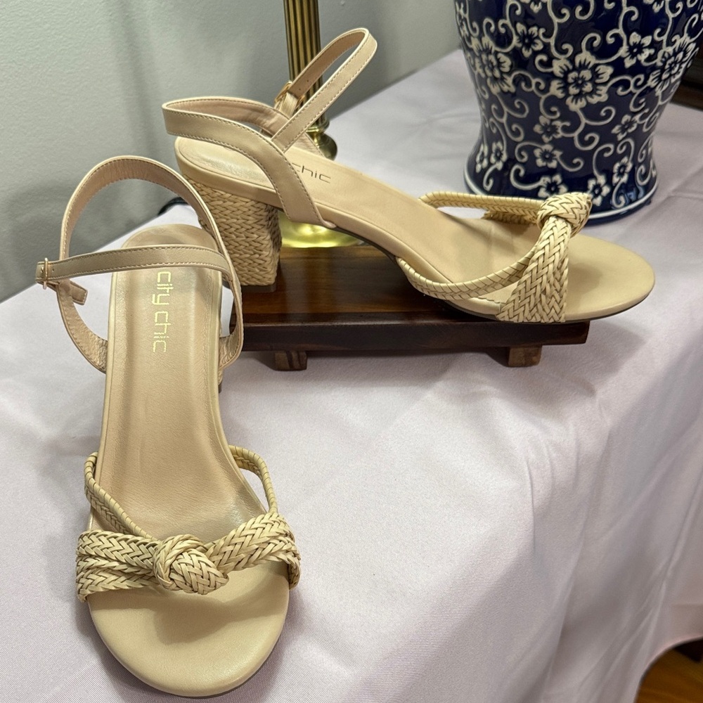 City Chic Women's Tan Braided Sandals FREEDOM size 13 (44)